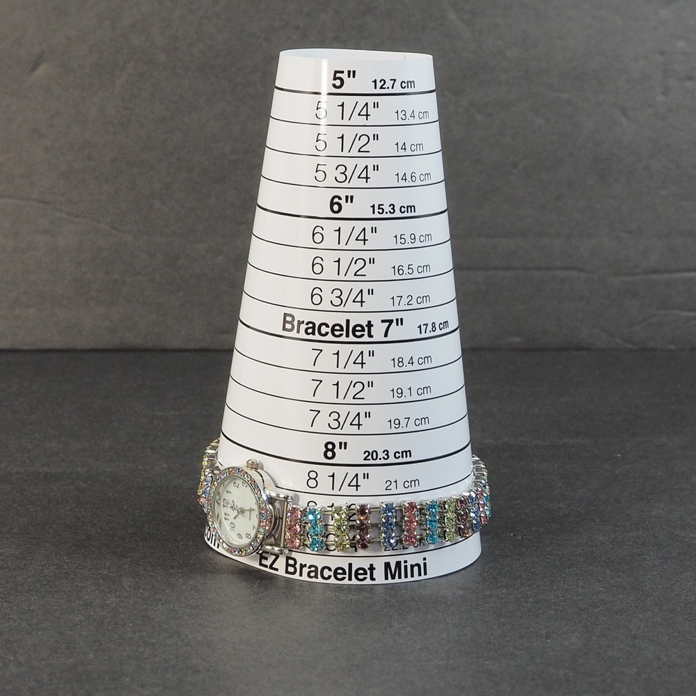 Quartz Watch Stretch Bracelet Matched Set Silver Tone Pastel Rainbow Rhinestone - Picture 6 of 12